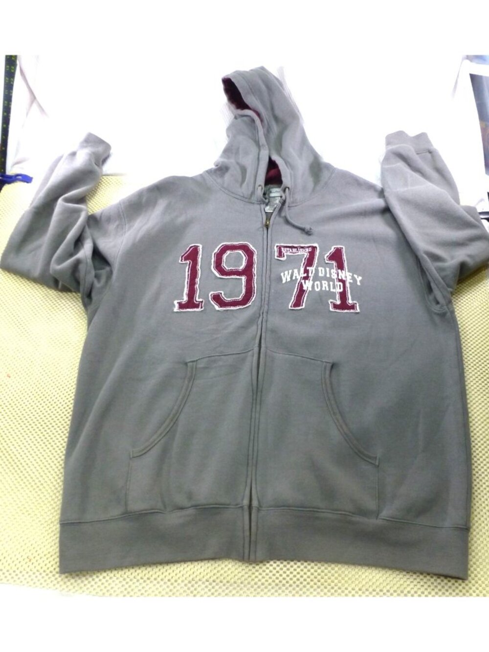 Disney Parks‎ Gray Full Zip-Up Hoodie 1971 Walt Disney World Large Authentic